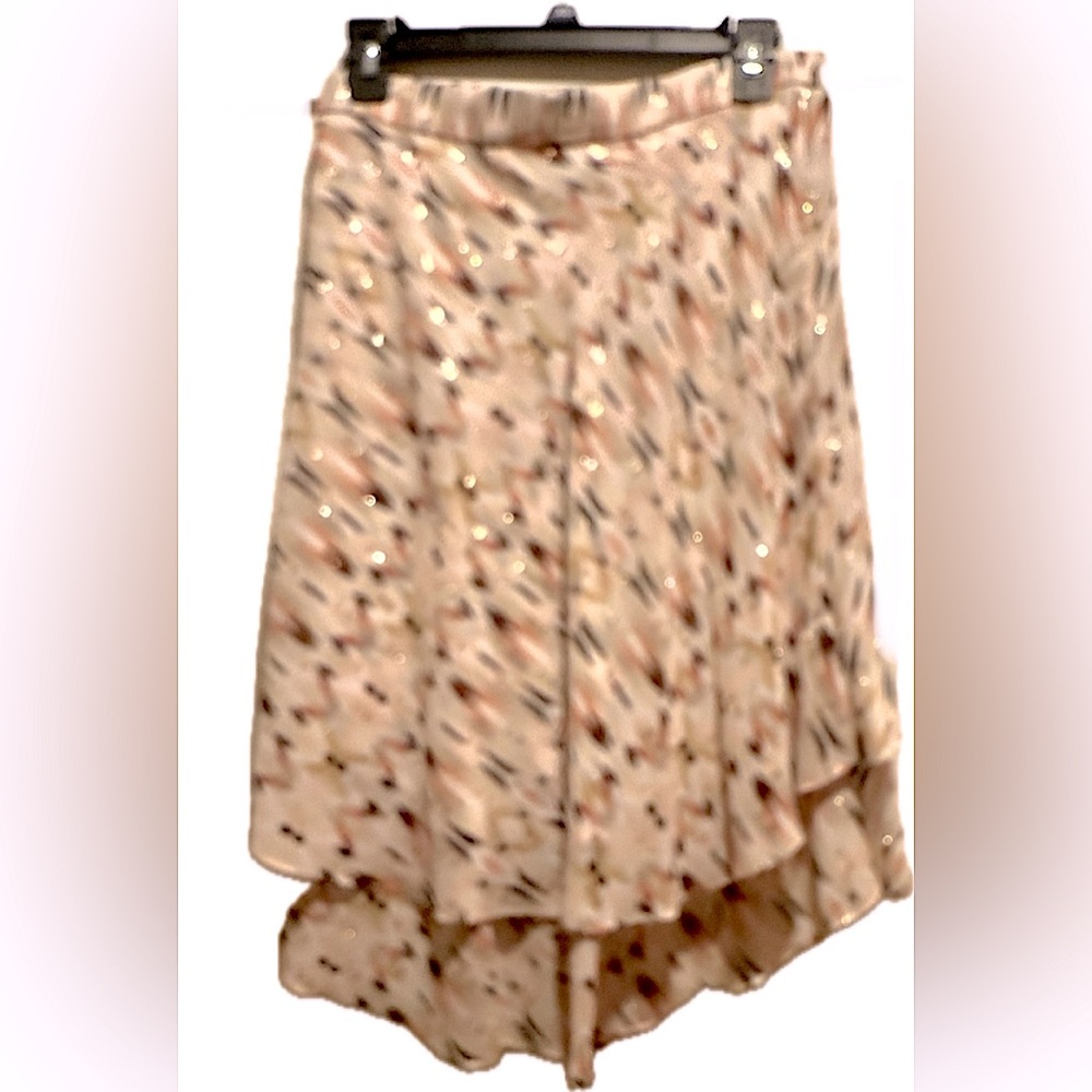White House Black Market floaty chiffon metallic accent layered skirt 4 NWT